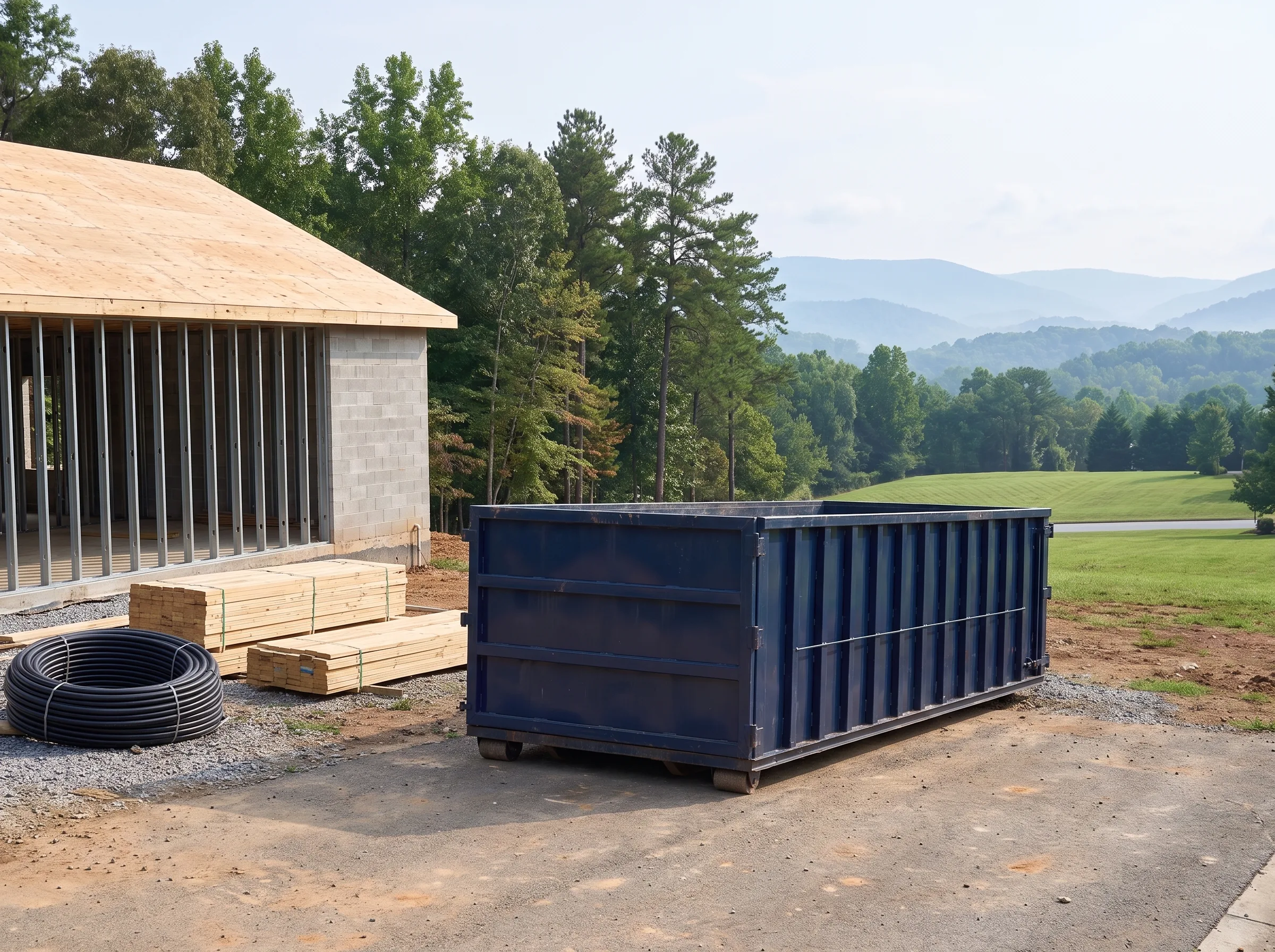 Roll-off dumpster being loaded in Tennessee