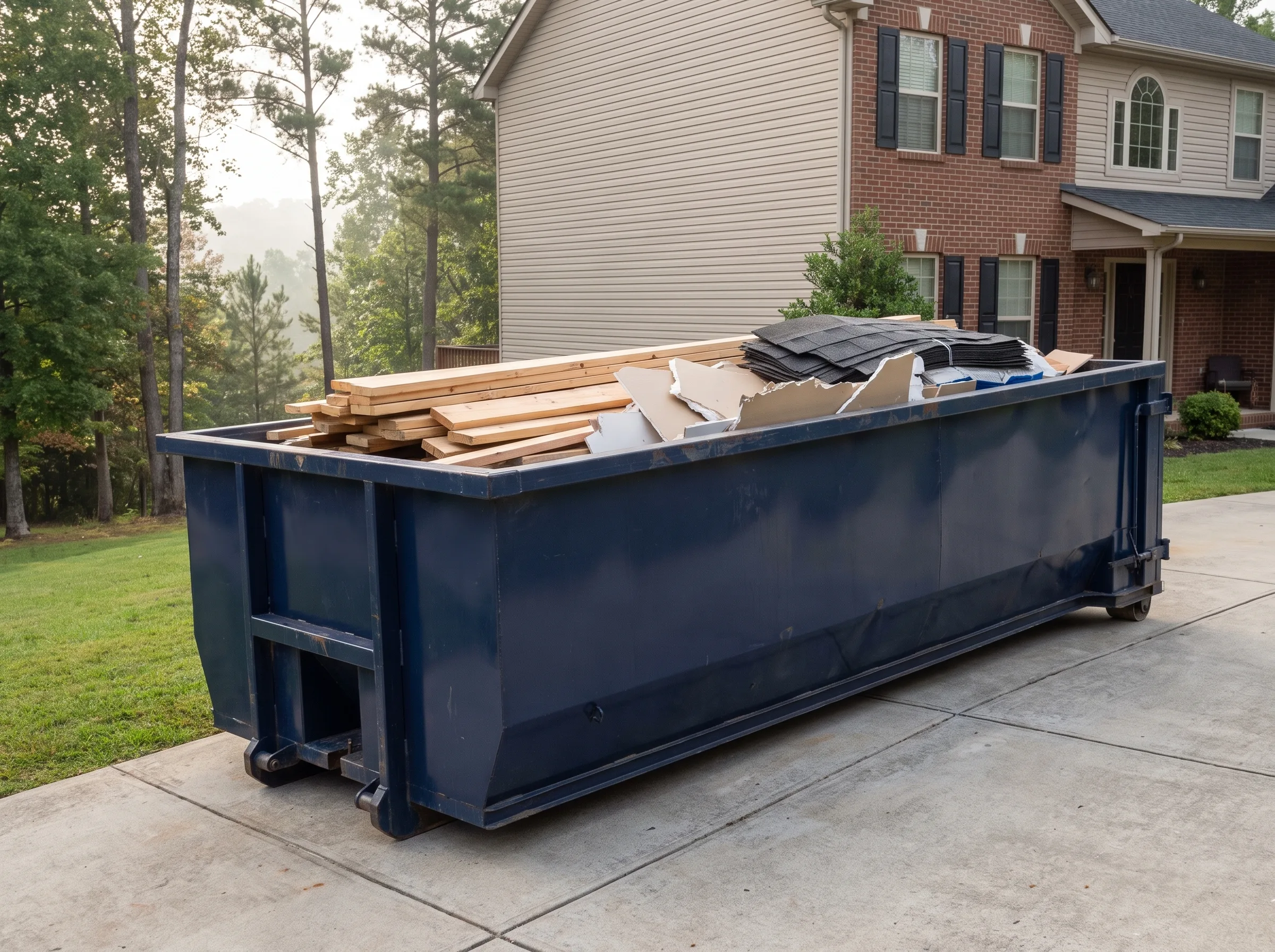 Roll-off dumpster being loaded in Carter County, TN